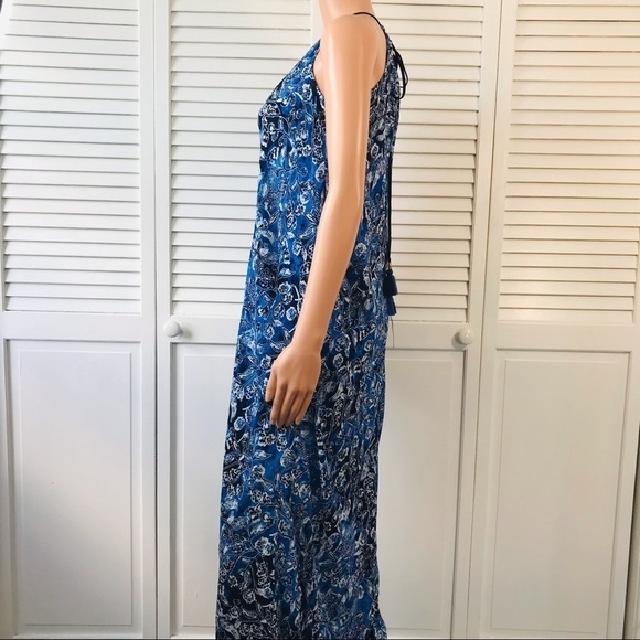 LUCKY BRAND Blue Floral Sleeveless Maxi Dress Size Medium - Picture 4 of 11